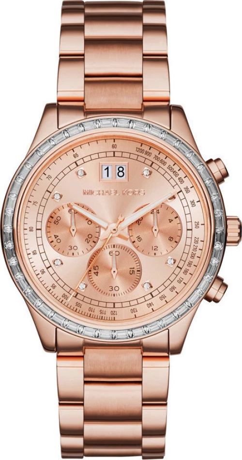 Michael Kors Brinkley Chronograph Rose Dial Ladies Watch Item No. Mk6204