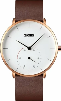 Ανδρικό Ρολόι Skmei με Δερμάτινο Λουράκι (5140) - BROWN-GOL