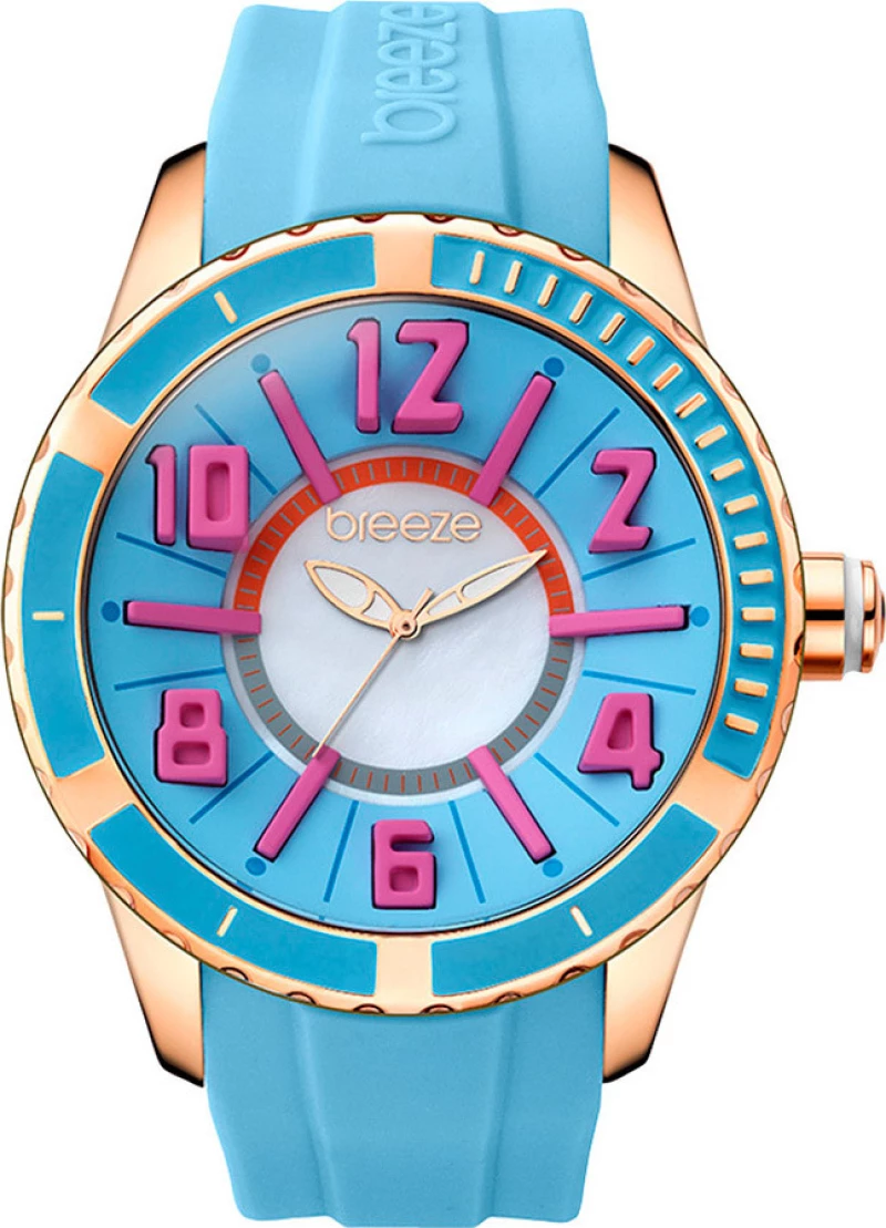 Breeze Westside Connection Gold Light Blue Rubber Strap