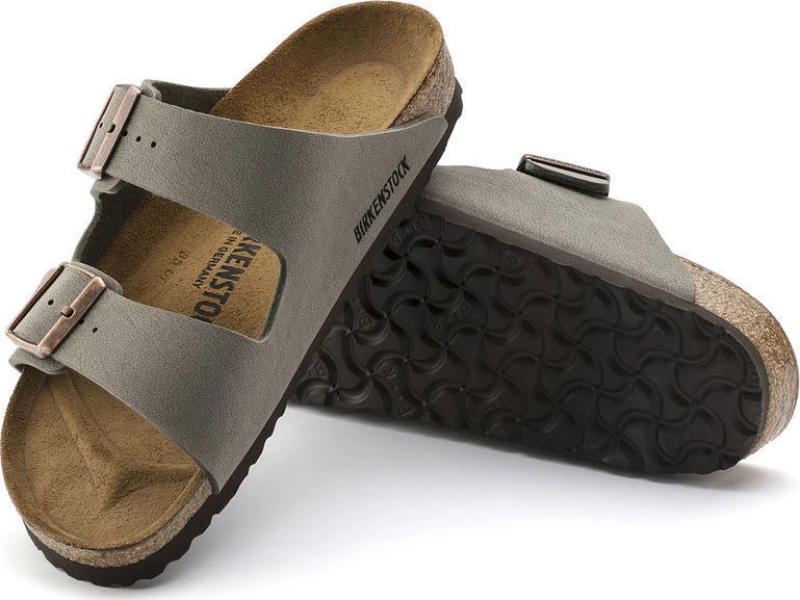Birkenstock Arizona Birko-Flor Nubuck Narrow Fit Stone