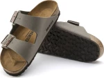 Birkenstock Arizona Birko-Flor Nubuck Narrow Fit Stone