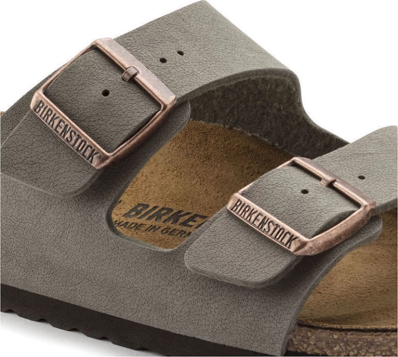 Birkenstock Arizona Birko-Flor Nubuck Narrow Fit Stone