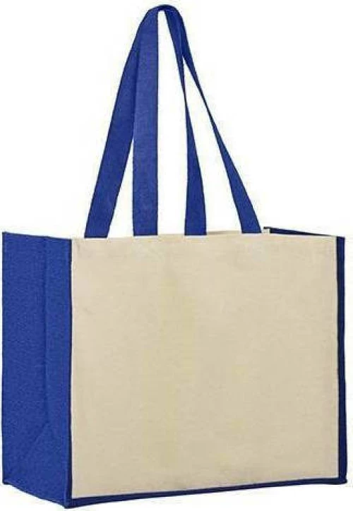 Ubag Sunset Δίχρωμη Τσάντα 100% Βαμβάκι 42X33X20Εκ 28L Natural/Royal Blue