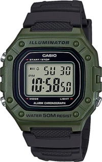 Casio Collection Black Rubber Strap W-218H-3Avef
