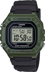 Casio Collection Black Rubber Strap W-218H-3Avef