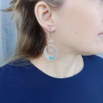 Σκουλαρίκια στρογγυλά χειροποίητα ασήμι 925º με τυρκουάζ