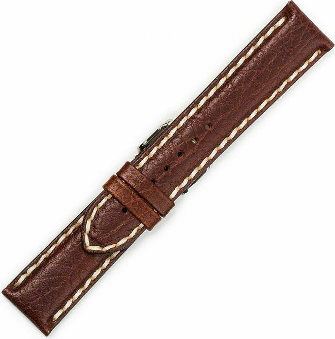 ΛΟΥΡΑΚI ΔΕΡΜΑΤΙΝΟ ΚΑΦΕ ΜΕ ΛΕΥΚΟ ΓΑΖΙ 0465BRW 22 mm