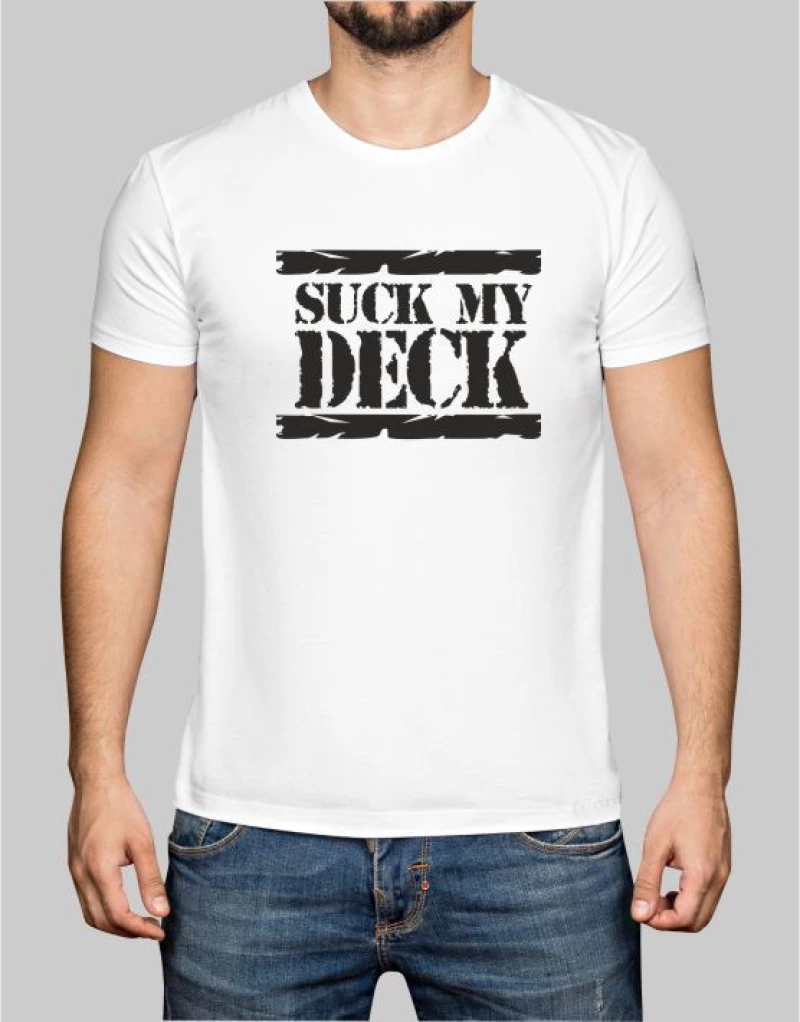 SUCK MY DECK - DJ T-shirt - WHITE