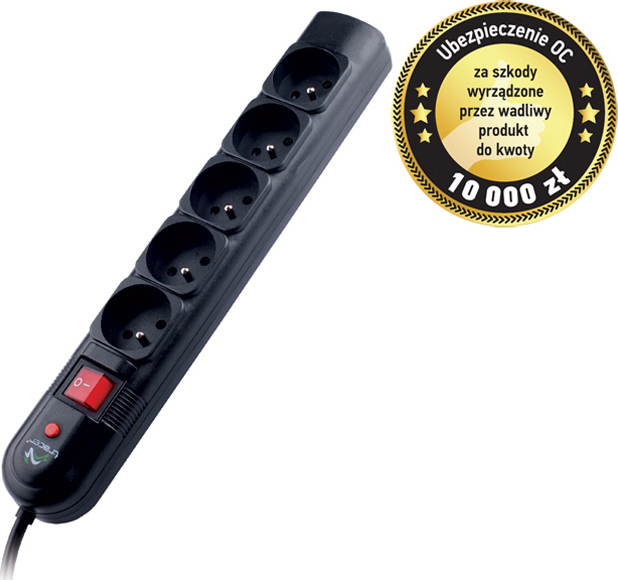 TRACER Surge protector PowerGuard + 3 m Black (5 outlets)