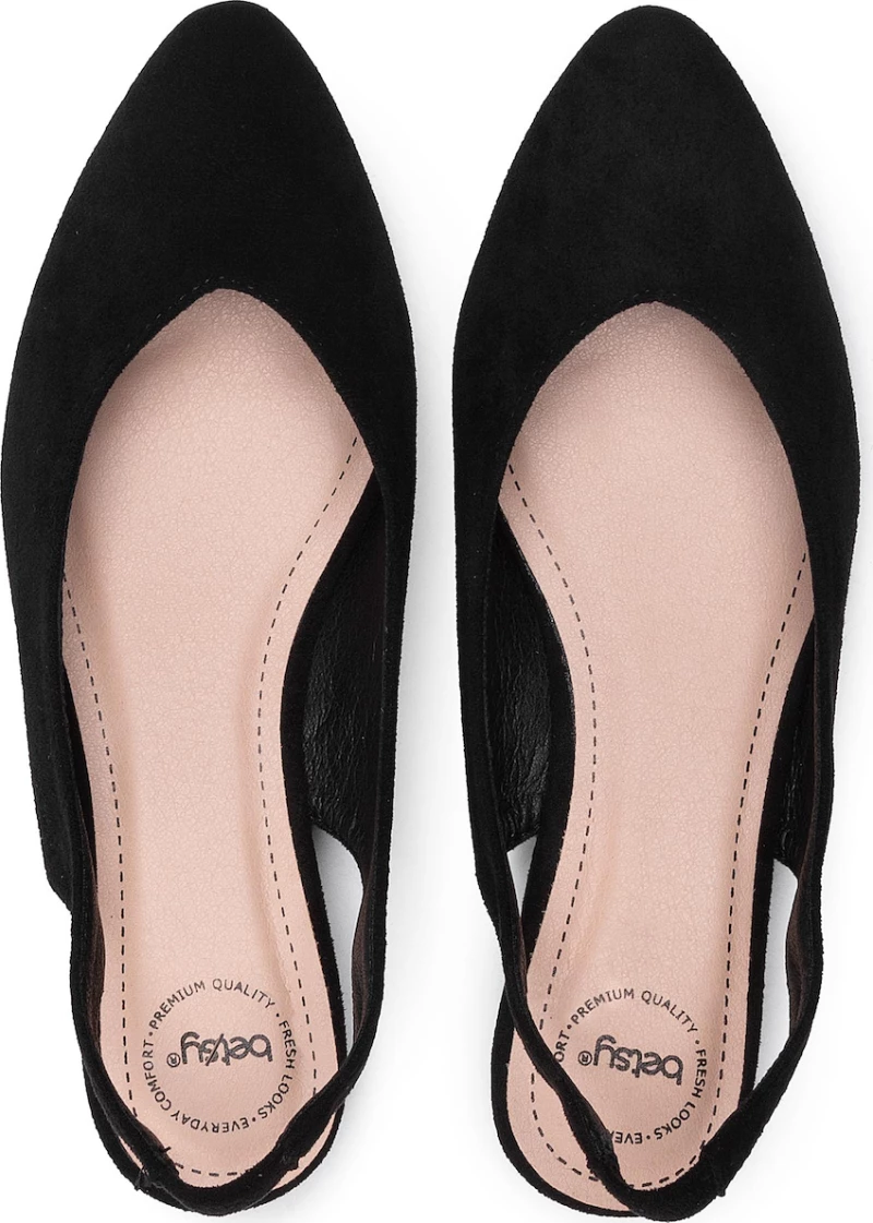 Suede Μπαλαρίνες Μυτερές Betsy 917007/05-01 Μαύρο