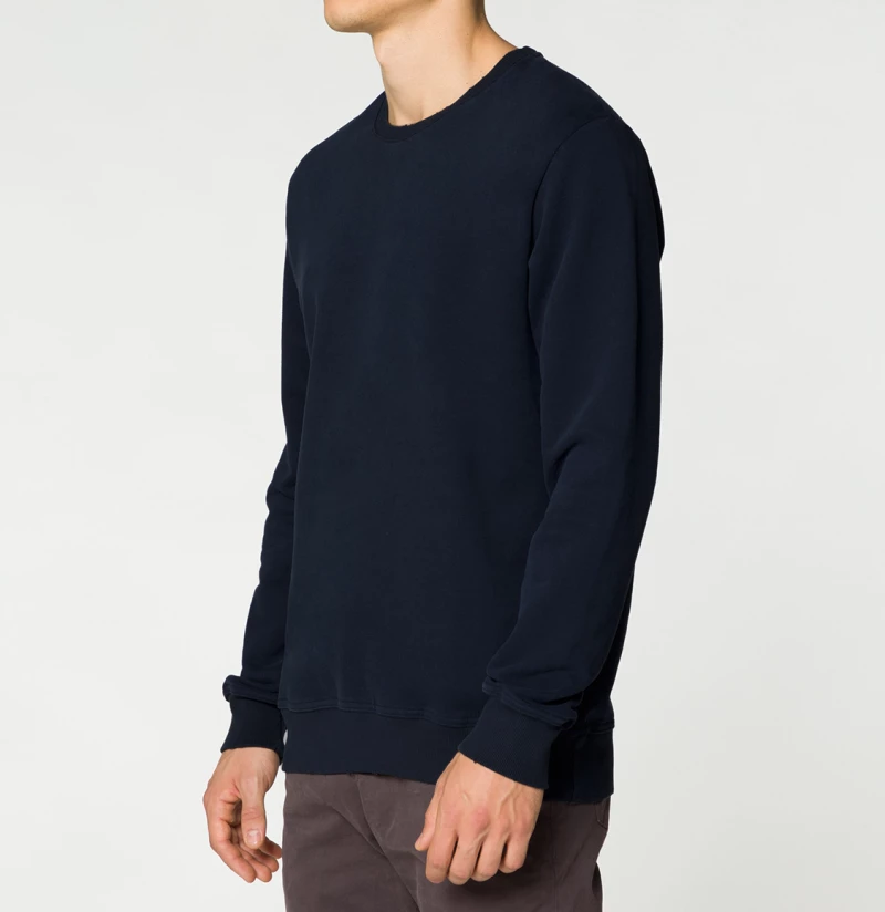 Distressed Crew-Neck Sweatshirt Navy Blue