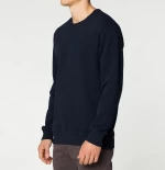 Distressed Crew-Neck Sweatshirt Navy Blue