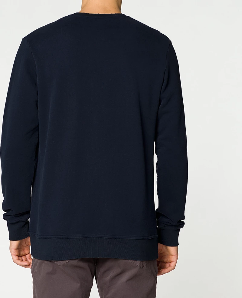 Distressed Crew-Neck Sweatshirt Navy Blue