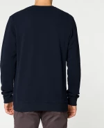 Distressed Crew-Neck Sweatshirt Navy Blue