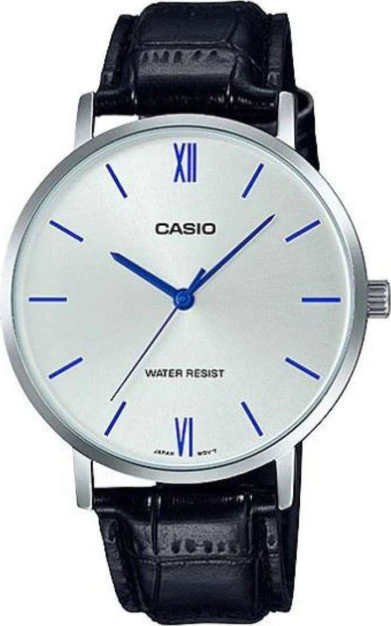 Casio Ρολόι με Δερμάτινο Λουράκι σε Μαύρο χρώμα