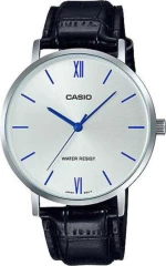 Casio Ρολόι με Δερμάτινο Λουράκι σε Μαύρο χρώμα