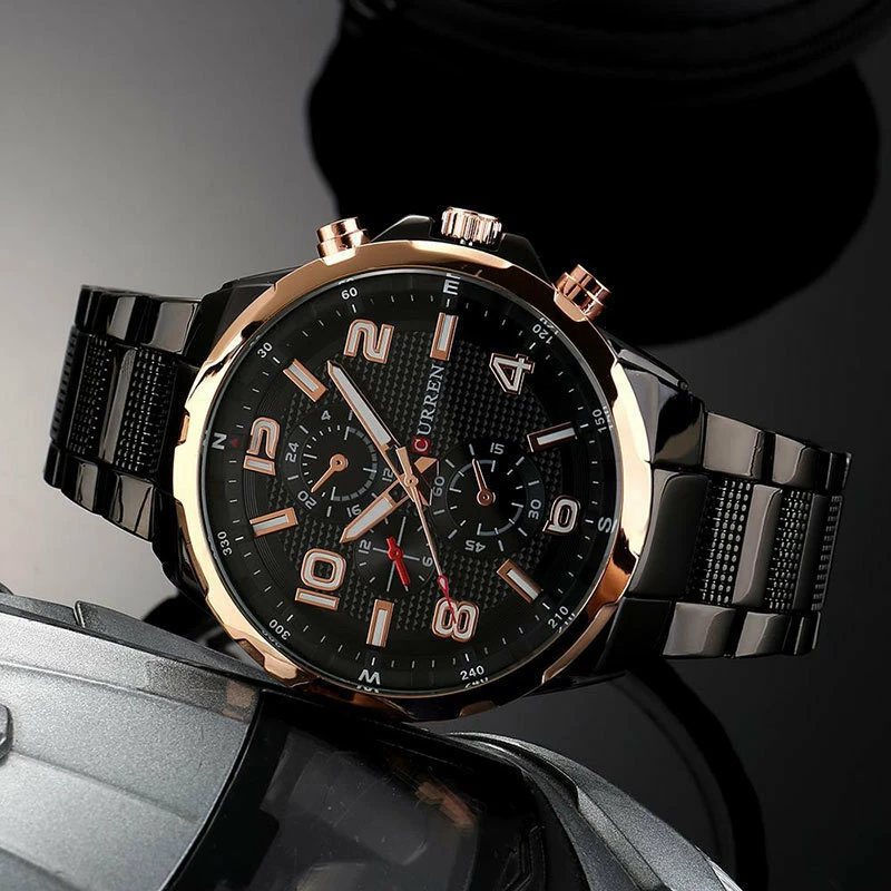 Curren 8276 Black / Rose Gold