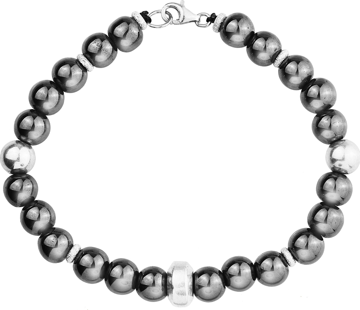 Χειροποίητο Βραχιόλι Hematite με Ασημένια Στοιχεία