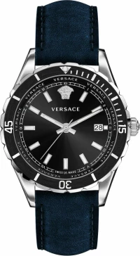 Versace Ρολόι με Δερμάτινο Λουράκι σε Μπλε χρώμα