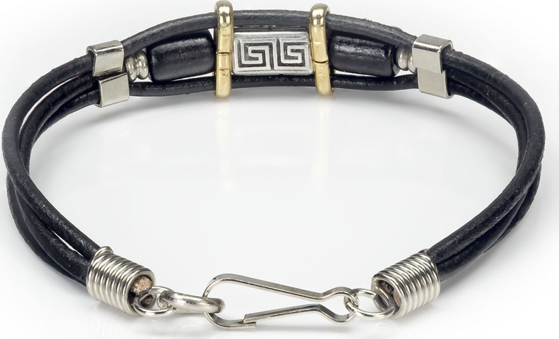 Βραχιόλι διπλός μαίανδρος με κεραμικές χάντρες - Μαύρο