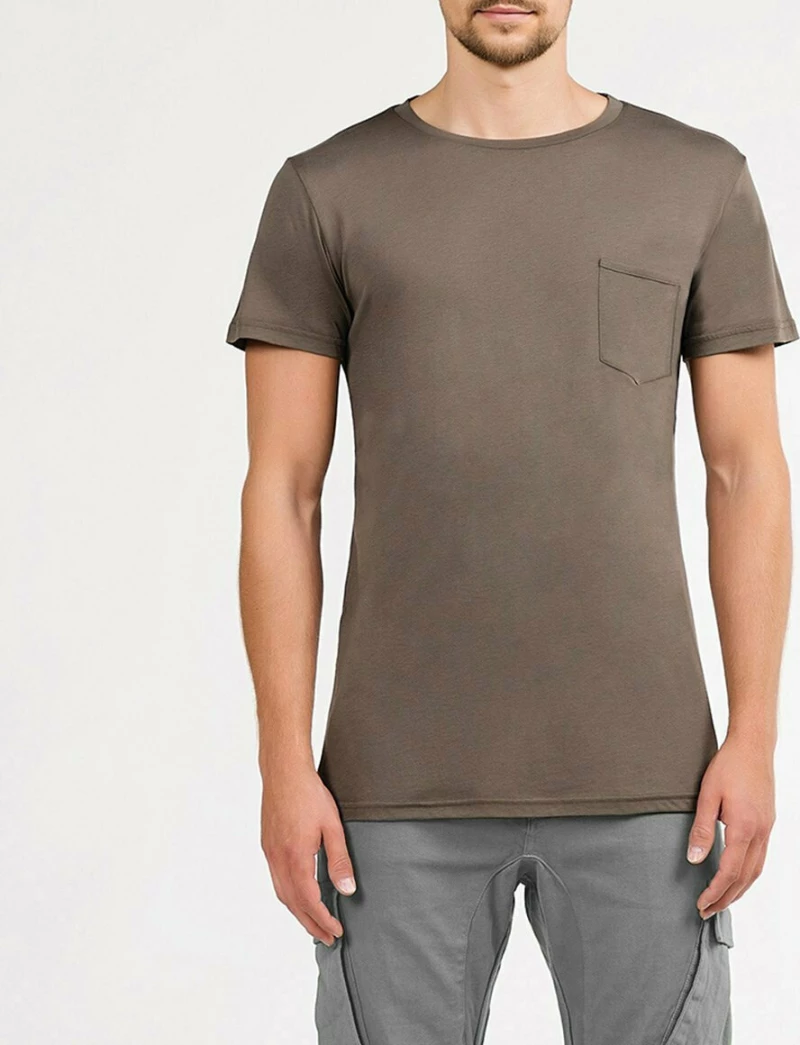 The Project Garments Crew Neck Modal-Blend Pocket T-shirt Taupe