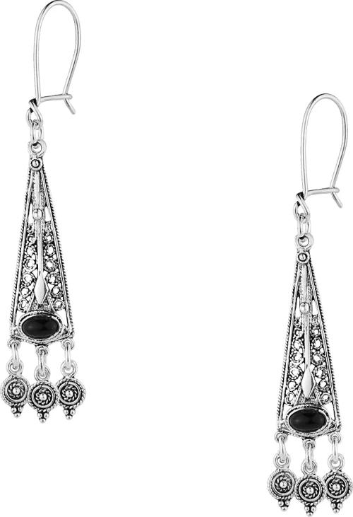 Σκουλαρίκια χειροποίητα chandelier onyx ασήμι 925º