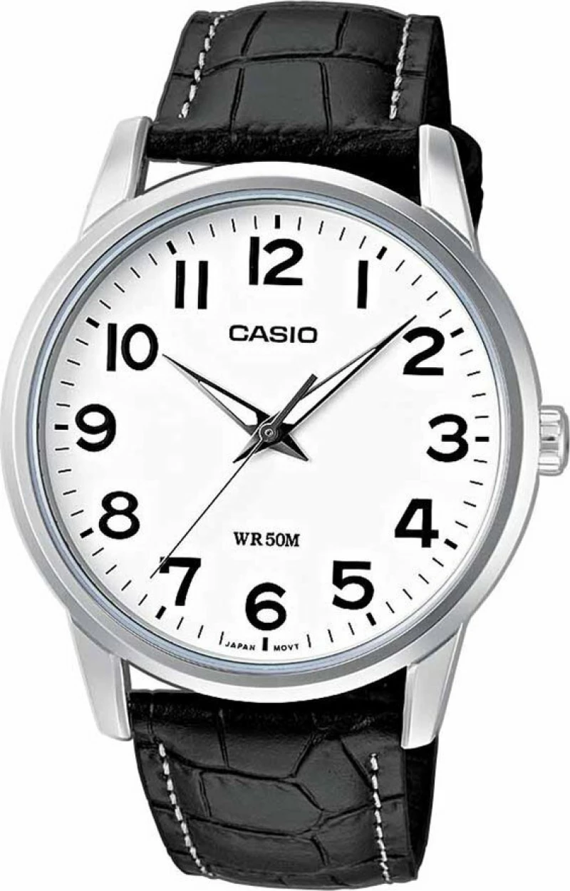 Casio Ρολόι με Δερμάτινο Λουράκι σε Μαύρο χρώμα