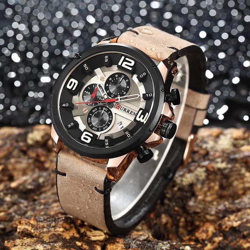 Ανδρικό Ρολόι Curren 8288 με Xρονογράφους Beige