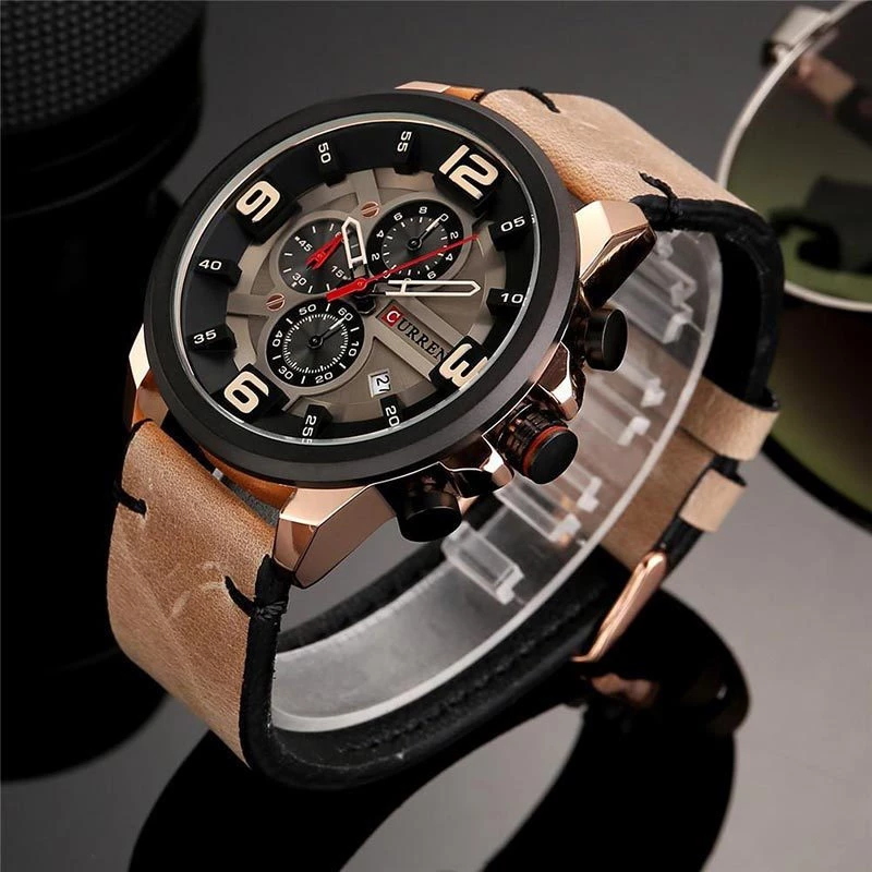 Ανδρικό Ρολόι Curren 8288 με Xρονογράφους Beige