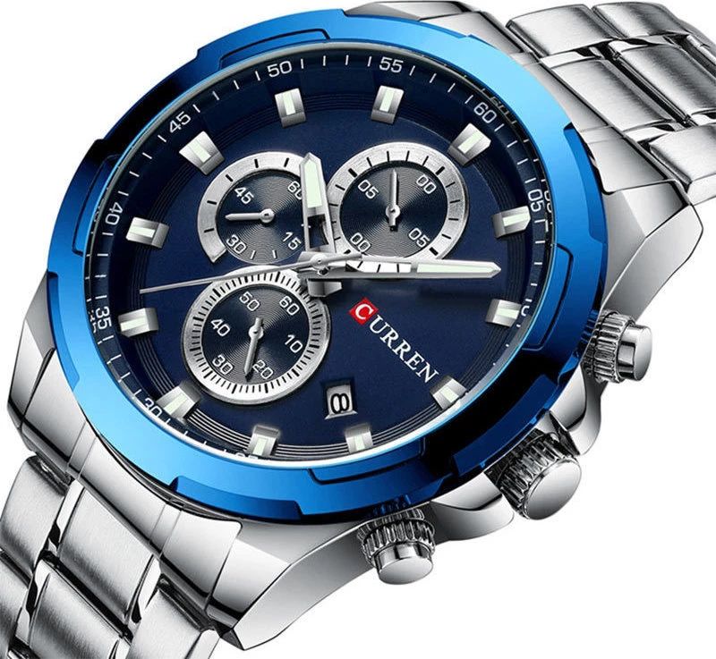 CURREN 8354 Silver/Blue Chronograph