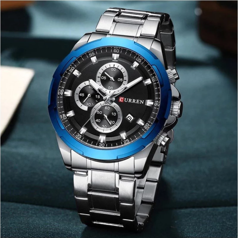 CURREN 8354 Silver/Blue Chronograph