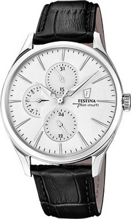 Festina Ρολόι Ανδρικό Μαύρο Δερμάτινο Λουρί F16992-1