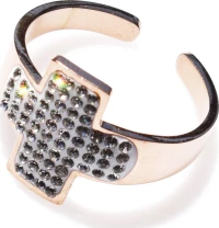Δαχτυλίδι ατσάλινο (stainless steel) σταυρός με λευκούς κρυστάλλους σε ροζ χρυσό χρώμα BZ-RG-00394