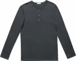 The Project Garments Henley Organic Cotton Long Sleeve T-shirt Asphalt Grey