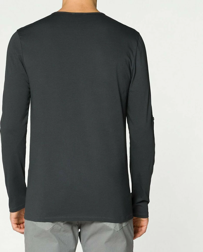 The Project Garments Henley Organic Cotton Long Sleeve T-shirt Asphalt Grey