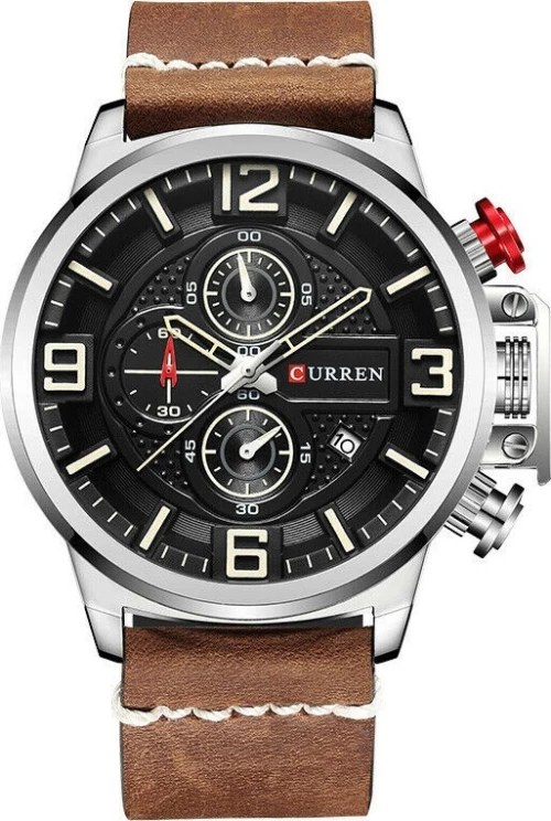 Curren 8278 Male Quartz Watch Calendar Chronograph Men Wristwatch - Brown