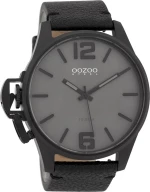Oozoo Steel Osgr17 Black Leather Strap