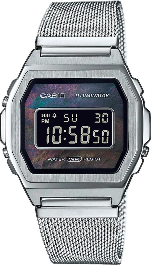 Casio Ψηφιακό Ρολόι Vintage Χρονογράφος με Μεταλλικό Μπρασελέ σε Ασημί χρώμα