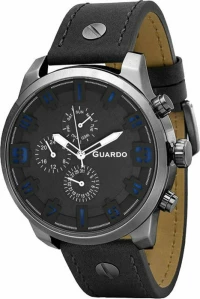 GUARDO Gents Grey Leather Strap
