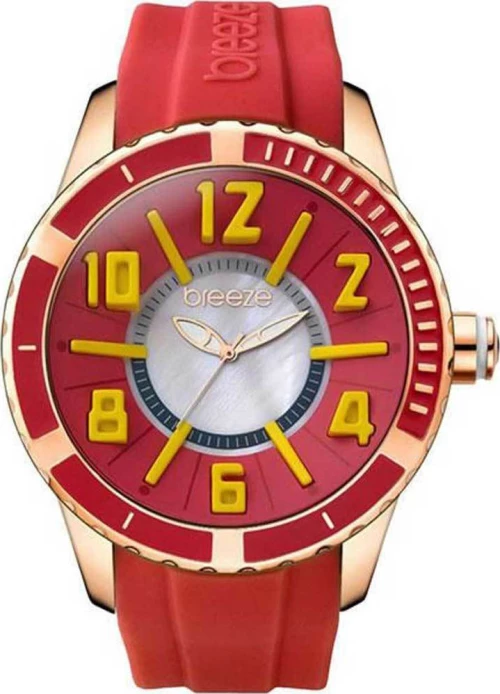 Breeze Westside Connection Rose Gold Red Rubber Strap