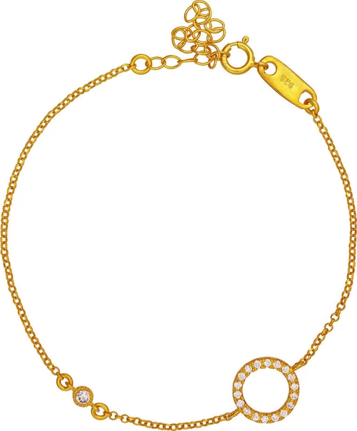 Κομψό βραχιόλι με λευκά ζιργκόν από επιχρυσωμένο ασήμι G-59