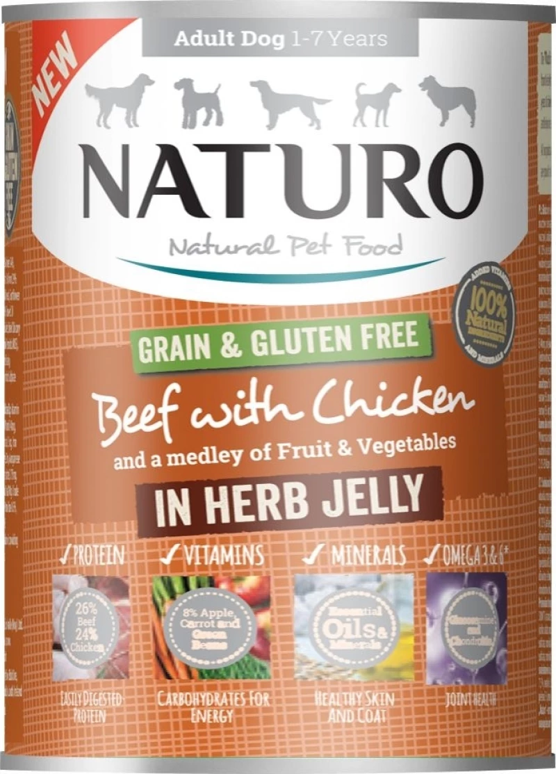 Naturo Grain & Gluten Free Κοτόπουλο / Μοσχάρι 390gr