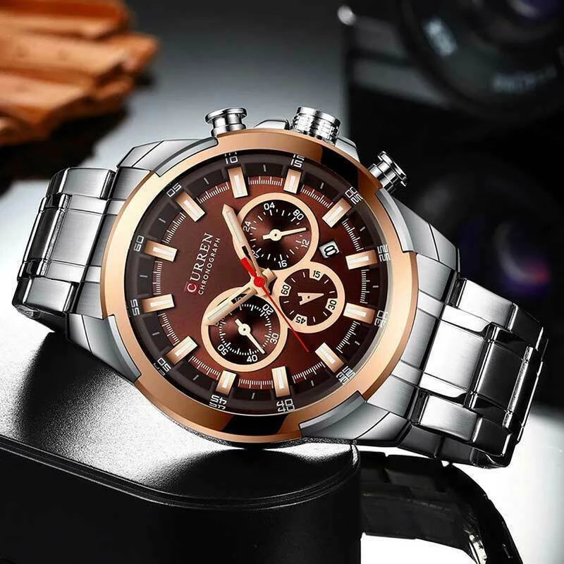 Ανδρικό Ρολόι Curren 8361 με χρονογράφους Silver-Brown