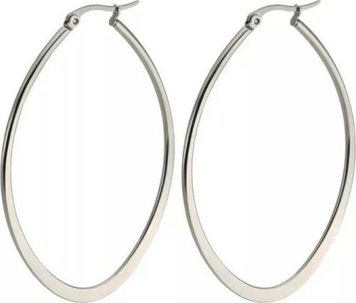 Σκουλαρίκια κρίκοι οβάλ ατσάλι σε ασημί χρώμα