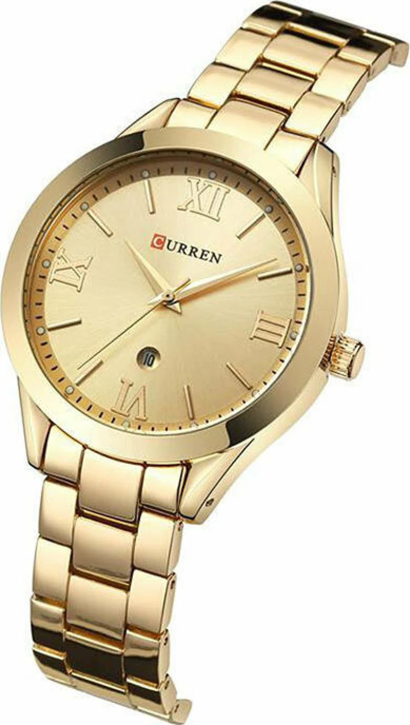 Curren 9007 Women Quartz Watch Calendar - Gold