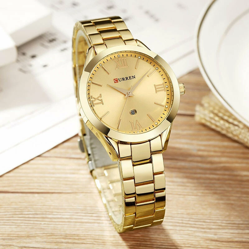 Curren 9007 Women Quartz Watch Calendar - Gold