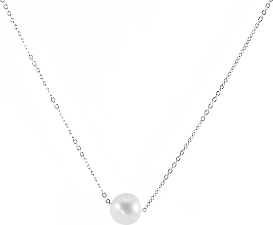 Κολιέ Από Ανοξείδωτο Ατσάλι Silver Μονή Πέρλα B1000-129
