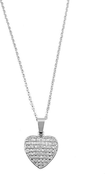 Κολιέ Φο-Μπιζού Καρδιά Heart Strass V2 Silver B1000-104
