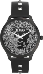 Versus by Versace Ρολόι Domus με Δερμάτινο Λουράκι σε Μαύρο χρώμα