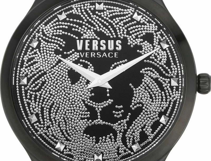 Versus by Versace Ρολόι Domus με Δερμάτινο Λουράκι σε Μαύρο χρώμα